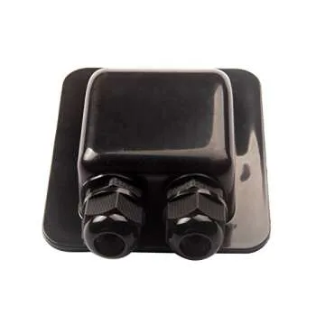 LINKSOLAR Weatherproof ABS Solar Double Cable Entry Gland,Curved Cable Connector for All Cable Types 6mm² to 12mm² for Rv, Campervan, Boat (Type D, Black)