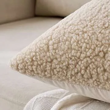 MIULEE Pack of 2 Decorative New Luxury Series Style Dark Cream Faux Fur Throw Pillow Covers Super Soft Wool Pillow Cases Cushion Covers for Sofa Bedroom Living Room 20x20 Inch 50x50 cm