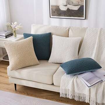 MIULEE Pack of 2 Decorative New Luxury Series Style Dark Cream Faux Fur Throw Pillow Covers Super Soft Wool Pillow Cases Cushion Covers for Sofa Bedroom Living Room 20x20 Inch 50x50 cm