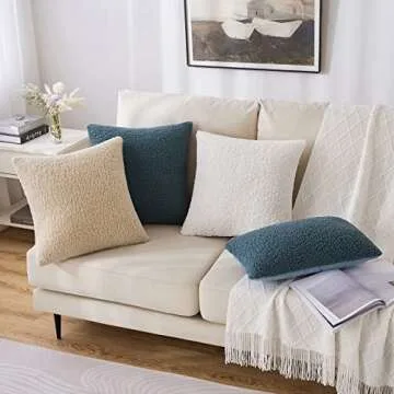 MIULEE Pack of 2 Decorative New Luxury Series Style Dark Cream Faux Fur Throw Pillow Covers Super Soft Wool Pillow Cases Cushion Covers for Sofa Bedroom Living Room 20x20 Inch 50x50 cm