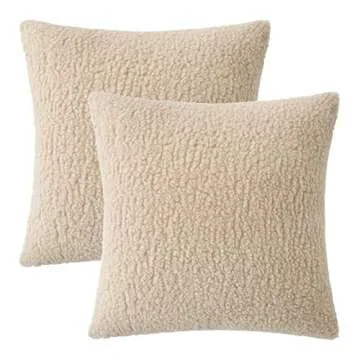 MIULEE Pack of 2 Decorative New Luxury Series Style Dark Cream Faux Fur Throw Pillow Covers Super Soft Wool Pillow Cases Cushion Covers for Sofa Bedroom Living Room 20x20 Inch 50x50 cm