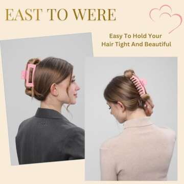 LuSeren 8 Pack Pink Hair Clips for Women 4.3 Inch Large Hair Claw Clips for Women Thin Thick Curly Hair, Big Banana Clips,Strong Hold jaw clips