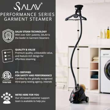 SALAV GS18-DJ Standing Garment Steamer - Powerful, Efficient & Compact