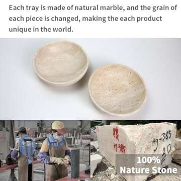 FutureStone Luxury decorative marble bowl for home decoration for decoration,Key bowl for entryway table, Catchall for coins, change, candy bowl, organizer marble tray.