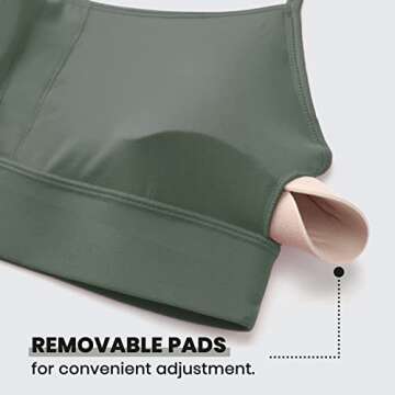 CRZ YOGA Butterluxe Womens Y-Back Racerback Sports Bra - Spaghetti Straps Wireless Scoop Neck Athletic Padded Yoga Tops Grey Sage Small