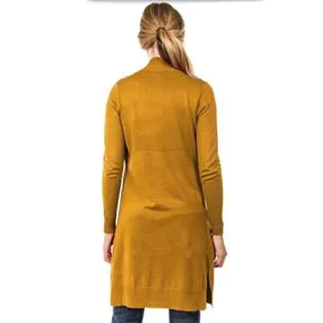 CIELO Women's Long Sleeve Sweater Duster Cardigan, Mustard, Large