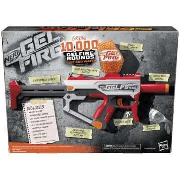 Nerf Pro Gelfire Mythic Full Auto Blaster & 10,000 Gelfire Rounds, 800 Round Hopper, Rechargeable Battery, Eyewear, Ages 14 & Up