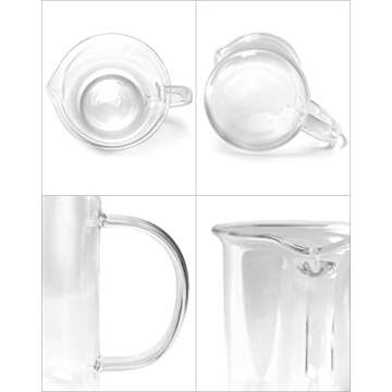 QWORK Beaker with Handle, 250ml/8.45oz, Measuring Cup, Borosilicate Glass, Beaker Mug with Pouring Spout, 2 Pack