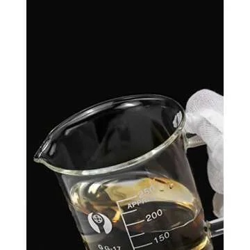 QWORK Beaker with Handle, 250ml/8.45oz, Measuring Cup, Borosilicate Glass, Beaker Mug with Pouring Spout, 2 Pack