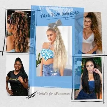 LyoRuSi 30 Inch Black Curly Ponytail Extension for Women