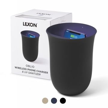 Lexon OBLIO QI Wireless Charger & UV Phone Sanitizer - Fast 10W Charging