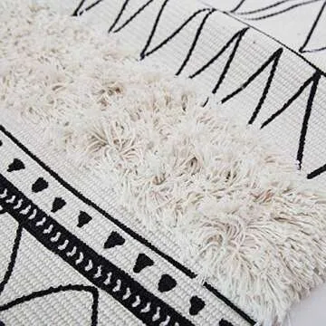 Boho Bathroom Rug 2' x 3' KIMODE Washable Woven Cotton Tufted Throw Rug with Tassels Geometric Farmhouse Woven Tribal Small Area Rug Doormat for Laundry Room/Hallway EntryWay