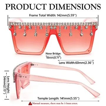 FEISEDY Oversized Crystal Sunglasses for Women