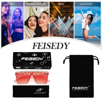 FEISEDY Oversized Crystal Sunglasses for Women