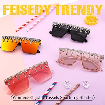 FEISEDY Oversized Crystal Sunglasses for Women