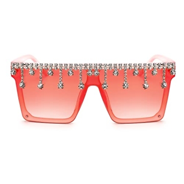 FEISEDY Oversized Crystal Sunglasses for Women
