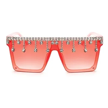 FEISEDY Oversized Crystal Sunglasses for Women