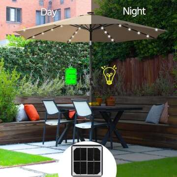 Yaheetech 10FT Solar Patio Umbrella w/ 20L Fillable Base - Outdoor Market Table Umbrella w/UV Protec...
