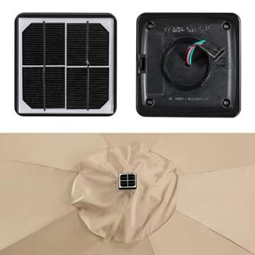 Yaheetech 10FT Solar Patio Umbrella w/ 20L Fillable Base - Outdoor Market Table Umbrella w/UV Protection & Crank Lift w/Base Stand Included for Garden/Lawn/Deck/Backyard/Pool - Tan