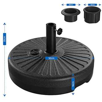 Yaheetech 10FT Solar Patio Umbrella w/ 20L Fillable Base - Outdoor Market Table Umbrella w/UV Protection & Crank Lift w/Base Stand Included for Garden/Lawn/Deck/Backyard/Pool - Tan