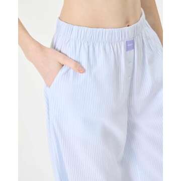 Florence By Mills Women's Sleep Pant, White Blue Stripe, X-Small