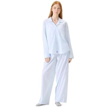 Florence By Mills Women's Sleep Pant, White Blue Stripe, X-Small