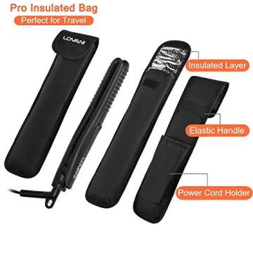 LOVANI Mini Flat Iron Travel Size Nano Titanium Dual Voltage Portable Hair for Worldwide Use 0.5 Inch Straightener with Professional Heat Resistant Travelling Bag