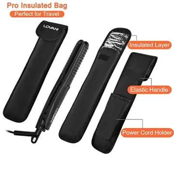 LOVANI Mini Flat Iron Travel Size Nano Titanium Dual Voltage Portable Hair for Worldwide Use 0.5 Inch Straightener with Professional Heat Resistant Travelling Bag