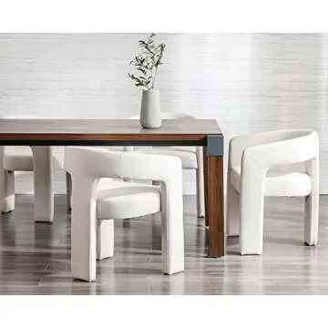 HNY Modern Barrel Kitchen & Dining Room Chairs Set of 2, Linen Upholstered Accent Chairs with Arm, 18.5'' Wide Side Armchair Vanity Chairs for Living Room Bedroom Makeup Small Spaces, Ivory