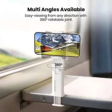 Klearlook Universal Flight Phone Holder, White, Foldable, 360 Rotation, Compatible with 4.7-6.9 Inch Phones