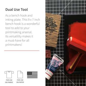 Speedball Bench Hook and Inking Plate for Block Printing, Made in The USA – 9 x 7 Inches (4135)