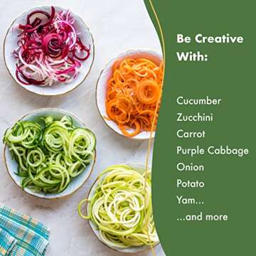 Homarden Stainless Steel Vegetable Spiralizer - 5 Blade Zucchini Noodle Maker - Industrial Quality Vegetable Slicer for Veggies, Salad Chopper, Potato Cutter, Zoodle Maker, 12 x 8 x 6 Inches