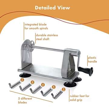 Homarden Stainless Steel Vegetable Spiralizer - 5 Blade Zucchini Noodle Maker - Industrial Quality Vegetable Slicer for Veggies, Salad Chopper, Potato Cutter, Zoodle Maker, 12 x 8 x 6 Inches