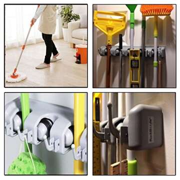 Durable Mop Broom Holder for Ultimate Organization and Ease