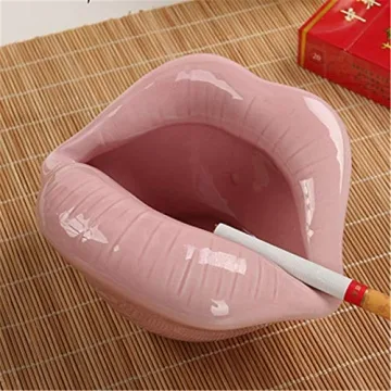 Cute Pink Ceramic Lip Ashtray - Stylish Home Decor Gift