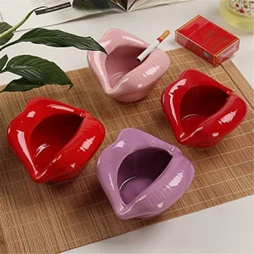 Cute Pink Ceramic Lip Ashtray - Stylish Home Decor Gift