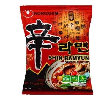 4 Packs NongShim Shin Ramyun Noodle Soup, Gourmet Spicy, 4.2 Ounce