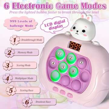 GAPER GO Fast Push Game Fidget Toys for Kids, Handheld Puzzle Game Sensory Toys, Quick Push Light Up Pop Game Gifts for 3-12 Year Old Boys Girls, Easter Basket Stuffers (Rabbit)