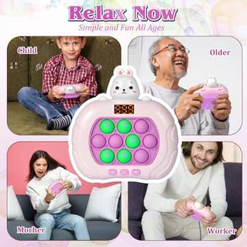 GAPER GO Fast Push Game Fidget Toys for Kids, Handheld Puzzle Game Sensory Toys, Quick Push Light Up Pop Game Gifts for 3-12 Year Old Boys Girls, Easter Basket Stuffers (Rabbit)