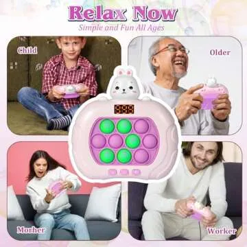 GAPER GO Fast Push Game Fidget Toys for Kids, Handheld Puzzle Game Sensory Toys, Quick Push Light Up Pop Game Gifts for 3-12 Year Old Boys Girls, Easter Basket Stuffers (Rabbit)