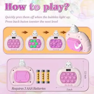 GAPER GO Fast Push Game Fidget Toys for Kids, Handheld Puzzle Game Sensory Toys, Quick Push Light Up Pop Game Gifts for 3-12 Year Old Boys Girls, Easter Basket Stuffers (Rabbit)
