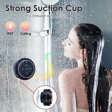 XLEADER Rose Gold Bluetooth Shower Speaker, SoundAngel Mate Certified IPX7 Waterproof Bathroom Speaker with Suction Cup Mic 5W Crystal Sound, 15H Playtime, for Girls Women