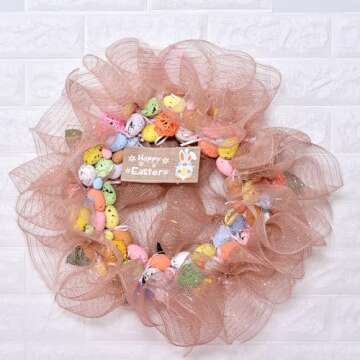 YAMA Deco Mesh Ribbon with Metallic Foil, 10 inch x 30 feet, for Christmas, Wreath, DIY Crafts and Home Decoration, Tan