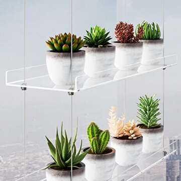 3-Tier Clear Hanging Window Plant Shelves 16In, Height Adjustable Acrylic , Indoor Windows Wall Hang...
