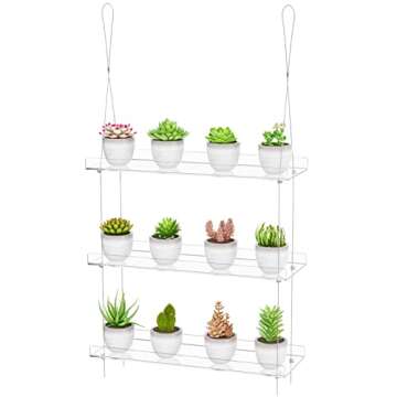 3-Tier Adjustable Hanging Plant Shelves for Indoor Use