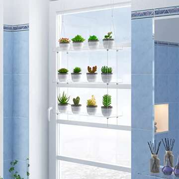 3-Tier Adjustable Hanging Plant Shelves for Indoor Use