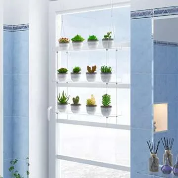 3-Tier Adjustable Hanging Plant Shelves for Indoor Use