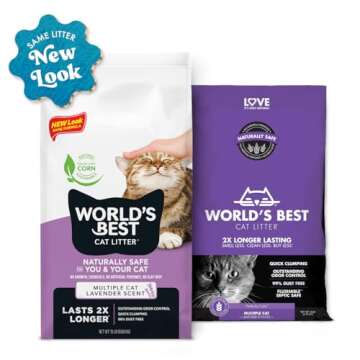 WORLD'S BEST CAT LITTER Multiple Cat Lavender Scented 8-Pounds - Natural Ingredients, Quick Clumping...