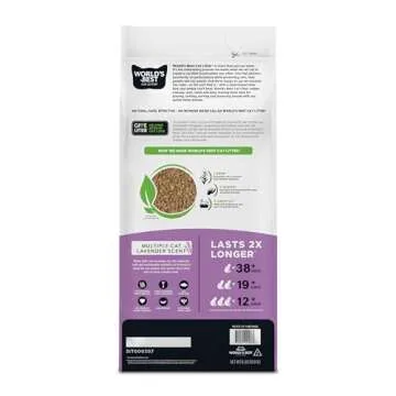 WORLD'S BEST CAT LITTER Multiple Cat Lavender Scented 8-Pounds - Natural Ingredients, Quick Clumping, Flushable, 99% Dust Free & Made in USA - Calming Fragrance & Long-Lasting Odor Control