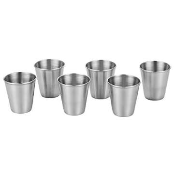 HIDORAN 6 PCS 2 Ounce Stainless Steel Shot Cups Shot Glass Drinking Vessel Unbreakable Metal Shooters for Whiskey Tequila Liquor Great Barware Gift